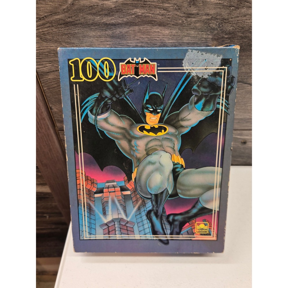 Vintage 1990 Golden Batman 100 Piece Jigsaw Puzzle DC Comics Gotham City 4554A-2